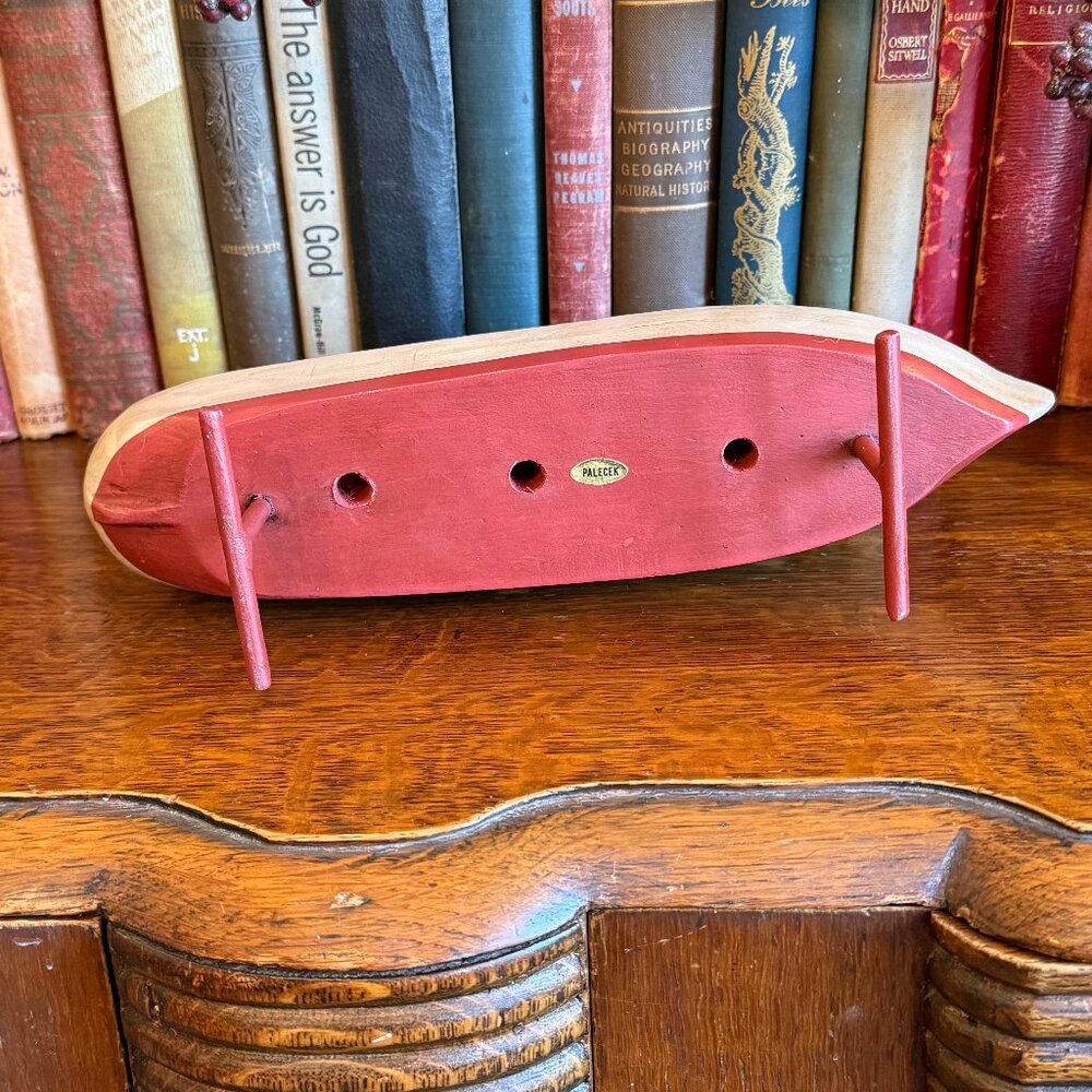 Unique Hand carved Wooden Ship Candle Holder 12.5" Long - Picture 15 of 17